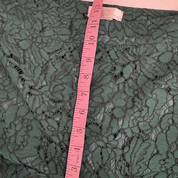 Rachel Parcell Botanica Lace Pants Women's 12 Green Scallop Hem Lined Romantic - Picture 13 of 16